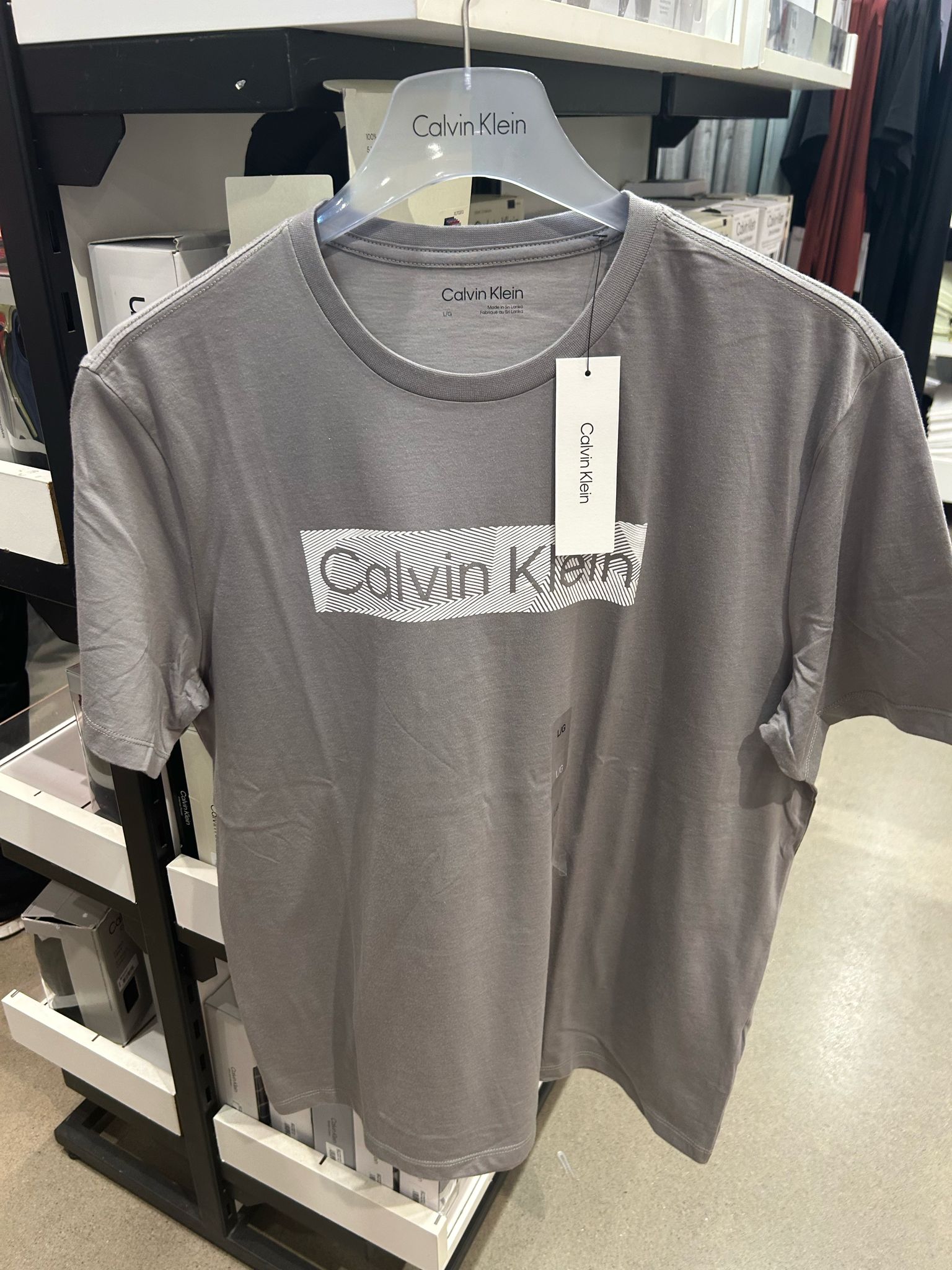 Calvin Klein MENS' Recycled Cotton Box Stripe Logo T-Shirt