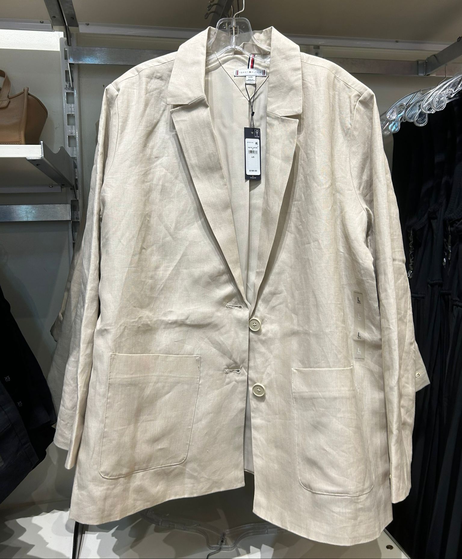 TOMMY HILFIGER WOMENS' Relaxed Fit Lightweight Linen Blazer