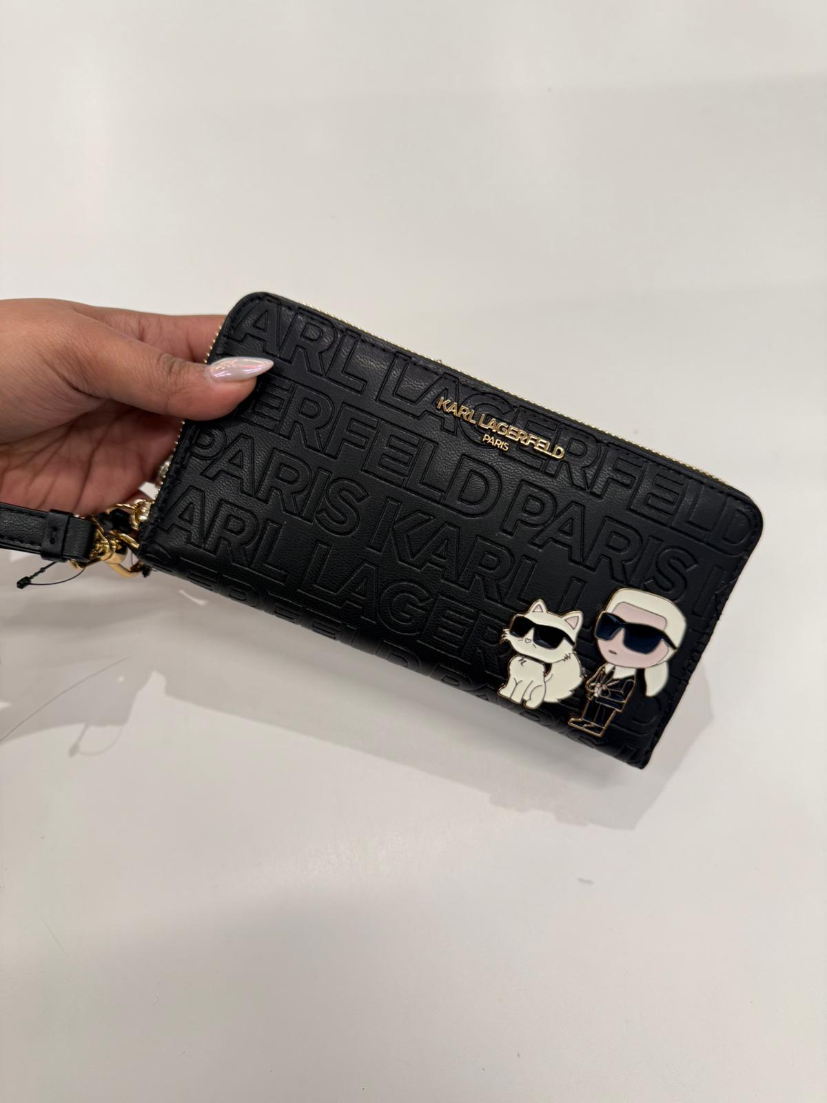 Karl Lagerfeld Paris Womens'  K/Ikonik 2.0 leather wallet black