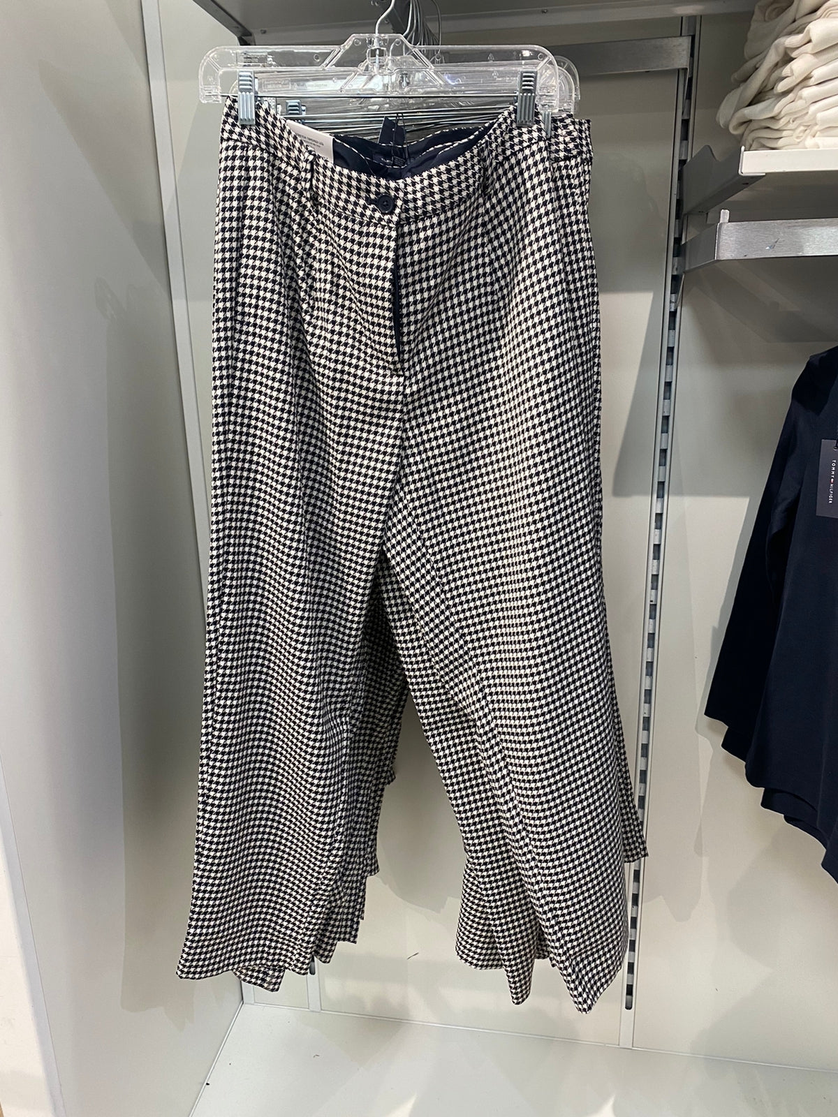 Tommy Hilfiger Womens' Black Houndstooth Tapered Trousers