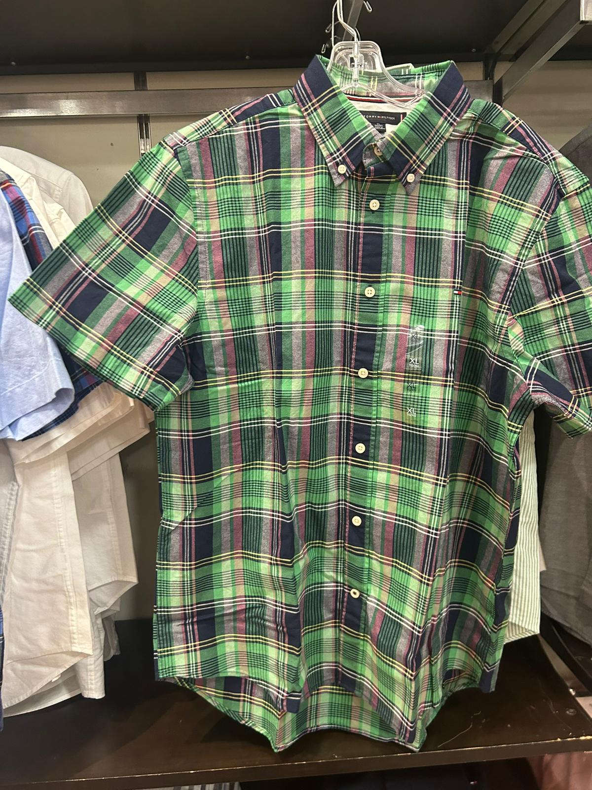 Tommy Regular Fit Bold Plaid Oxford Shirt-Coastal Green Multi Check