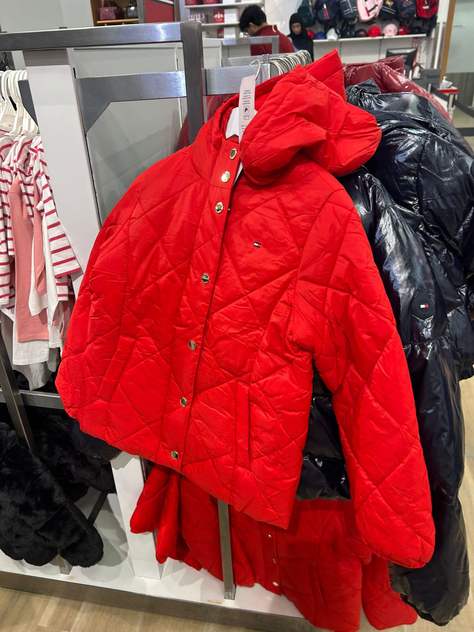 TOMMY Girls  Quilted Hooded Puffer Jacket Deep Crimson