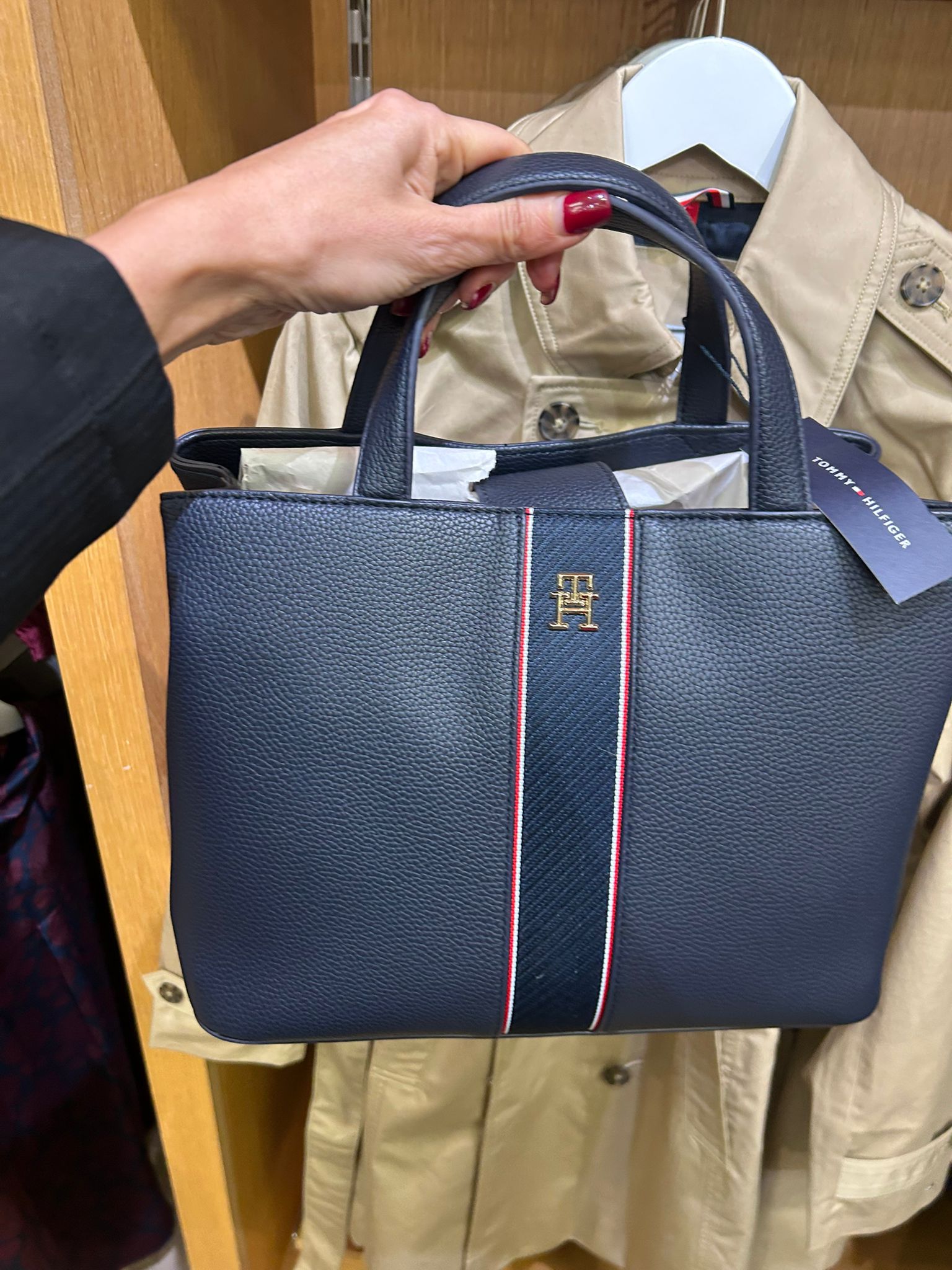 Womens' TOMMY Legacy Stripe Satchel Navy