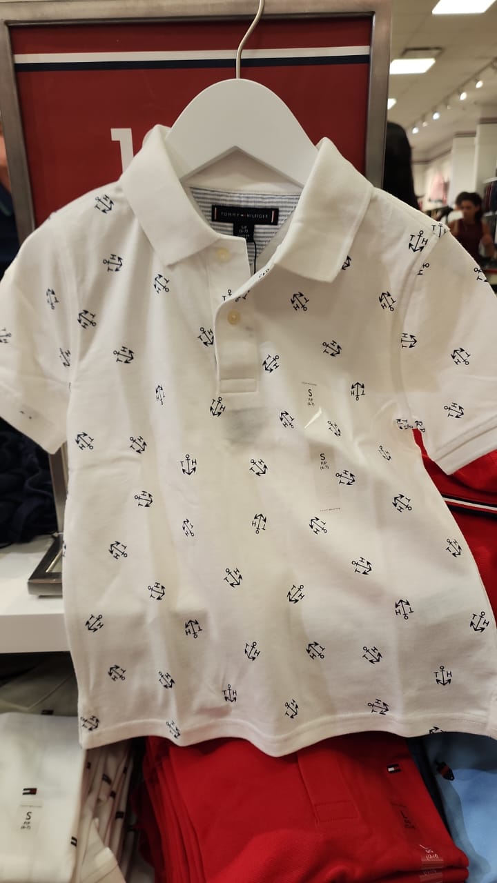 Tommy Boys' Allover Anchor Print Stretch Polo