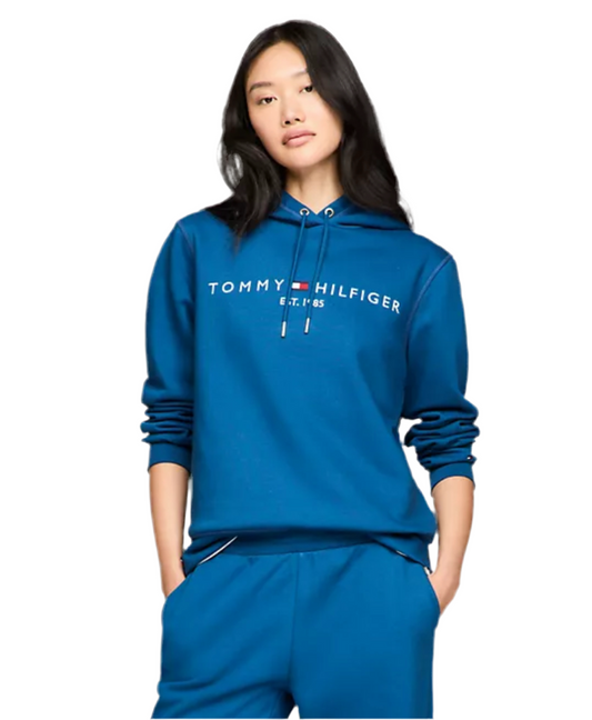 Women Tommy Hilfiger Embroidered Tommy Logo Hoodie - Cool Dip Blue