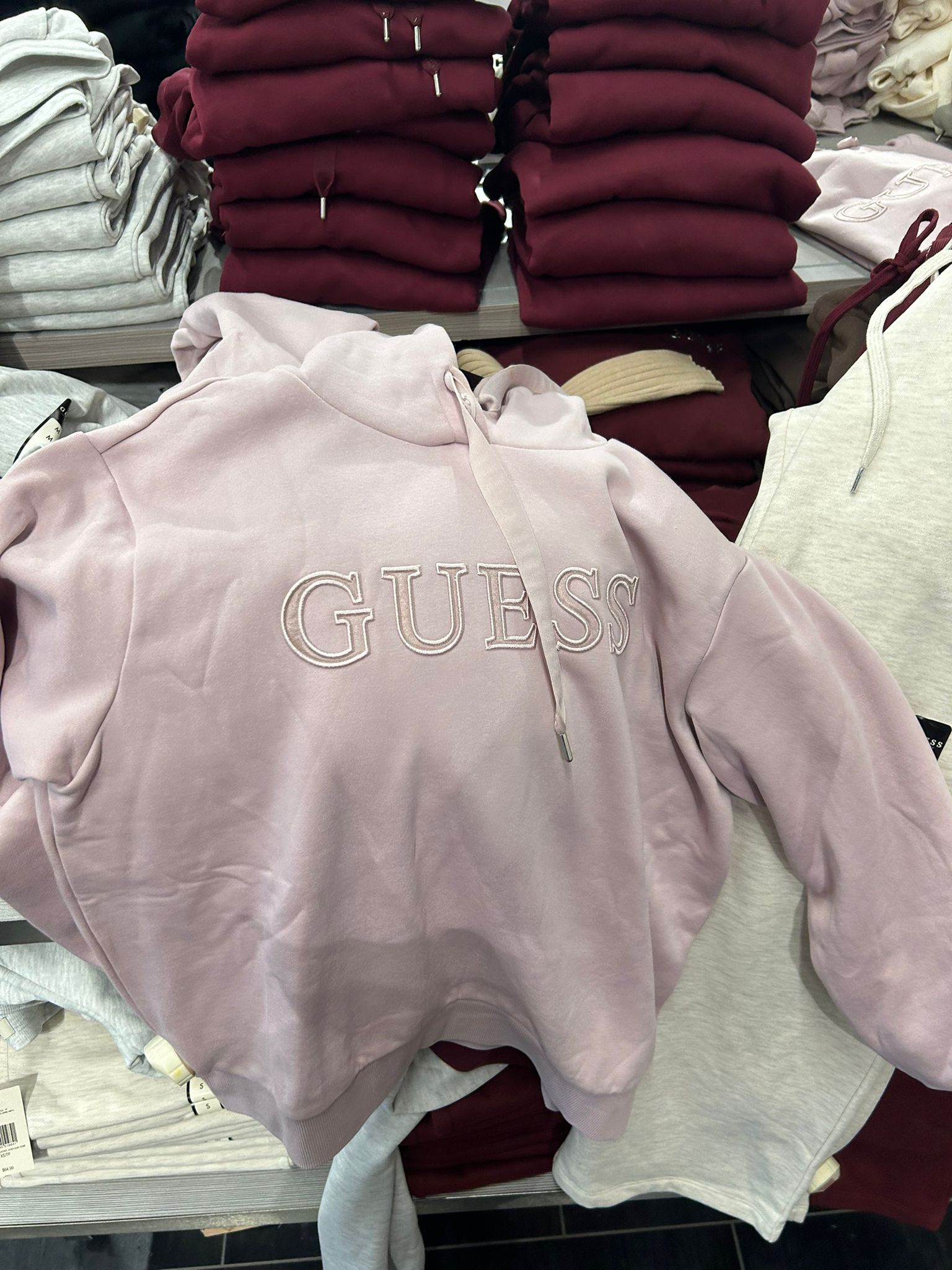 Womens' GUESS Zendra Fleece Hoodie Pink