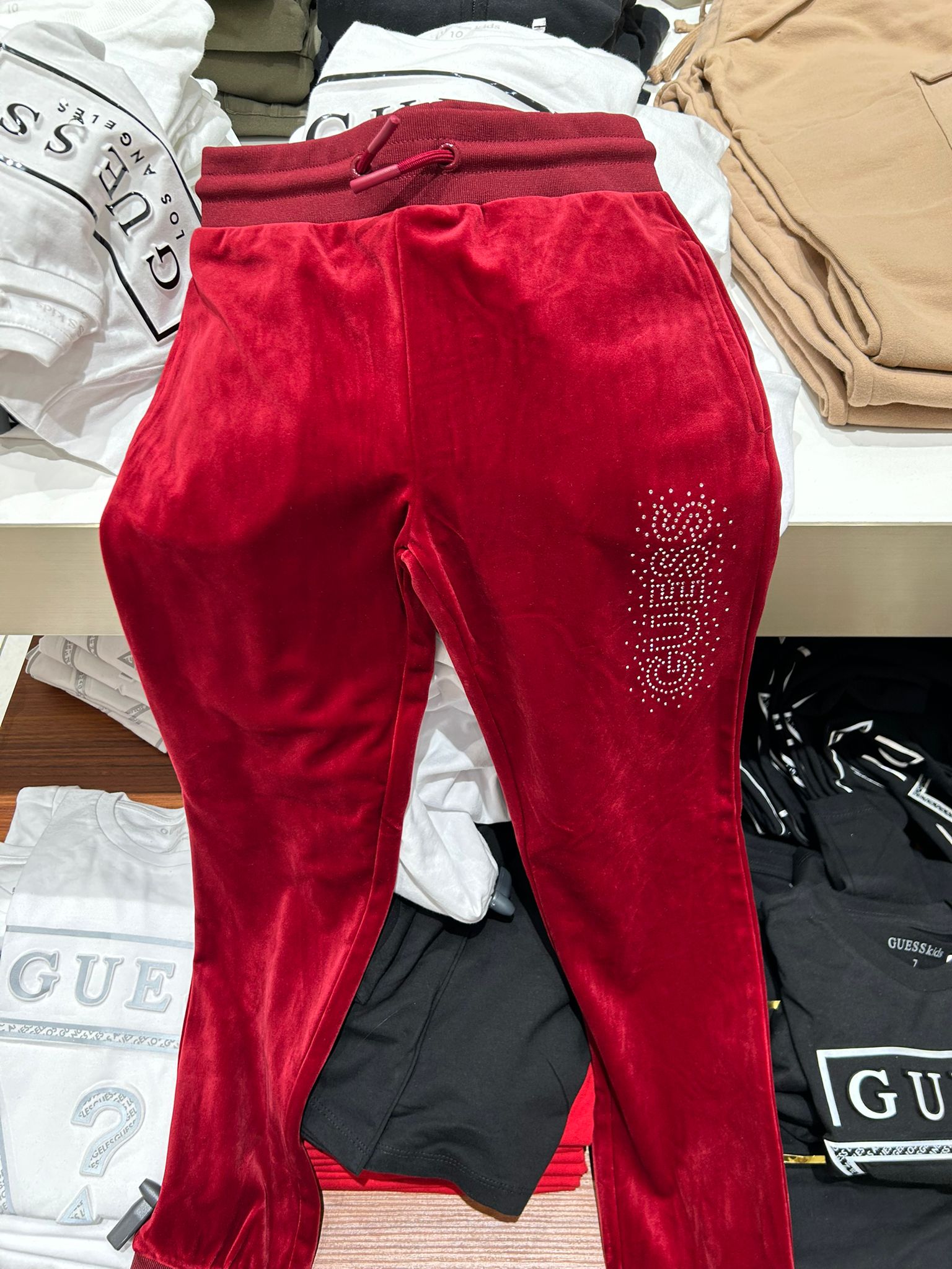Guess GIRLS' Velour Logo Joggers (7-14) Red