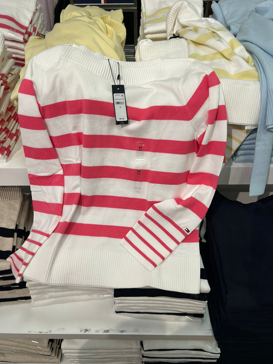 Tommy Womens' Stripe Boatneck Sweater