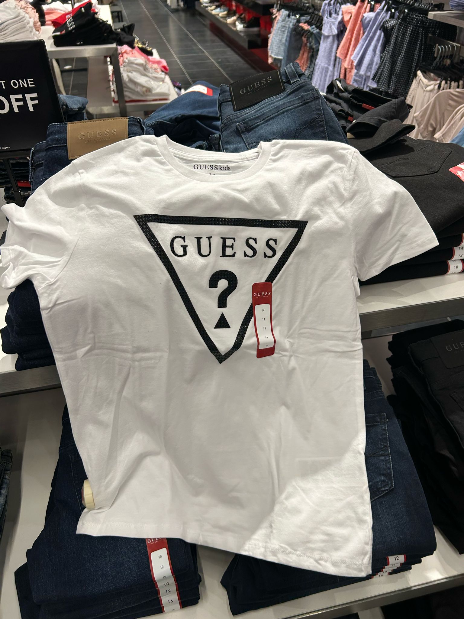 Guess Boys Erikk Logo Crewneck Tee (7-16)/ White