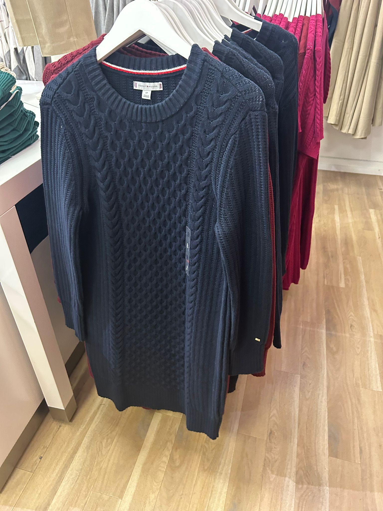 Womens' Tommy Cable Knit Sweater Dress NAVY