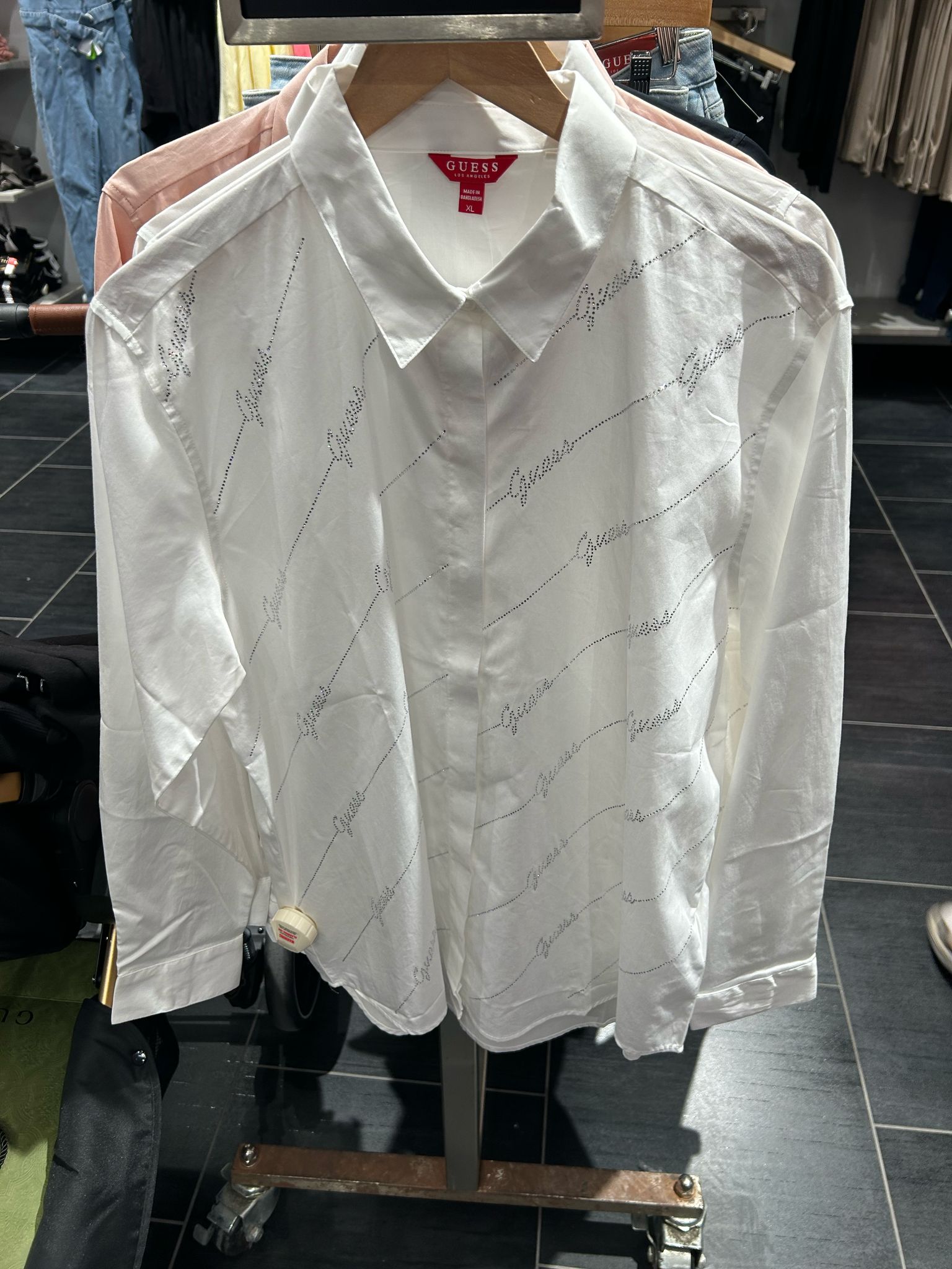 Guess Women Korinna Rhinestone Shirt/ WHITE