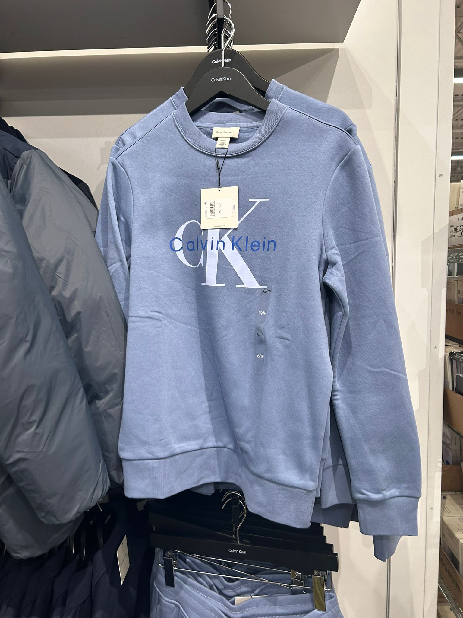 CALVIN KLEIN Mens' Monologo Fleece Crewneck Sweatshirt Dusty Sailor Blue