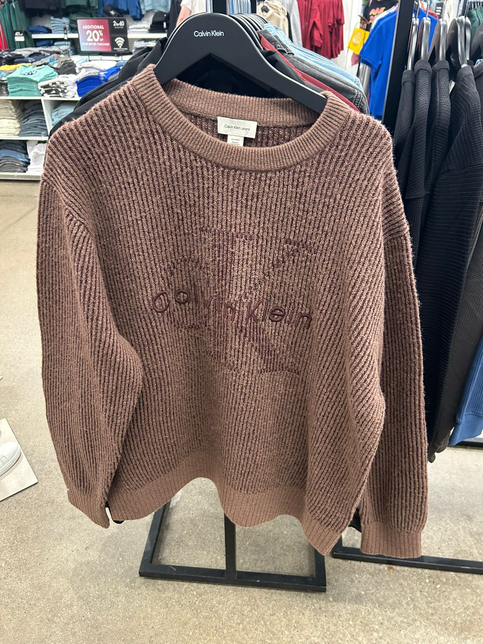 CALVIN KLEIN Mens' CHENILLE MONOLOGO SWEATER