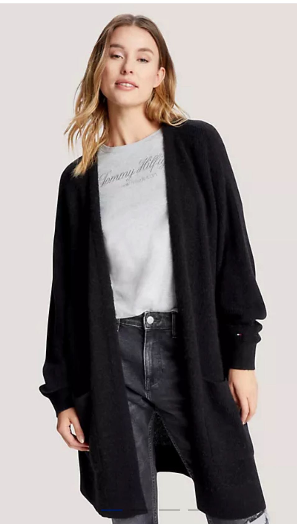 Women Tommy LONG OPEN CARDIGAN- Black