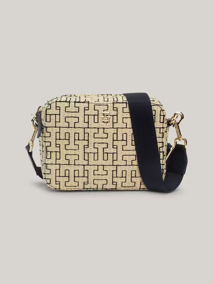 TOMMY HILFIGER WOMENS City Straw Embroidery Crossover Bag