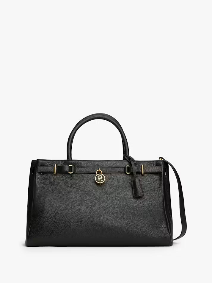 Tommy Hilfiger Women's American Icon Leather Tote-Black