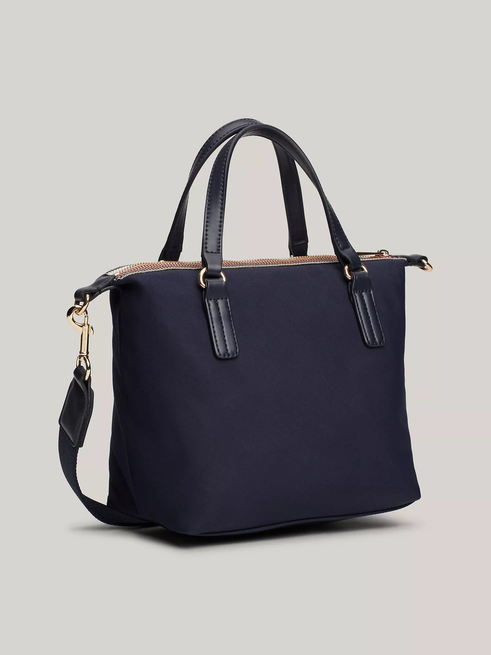 Tommy WOMENS' Signature Stripe Zip Small Tote Space Blue