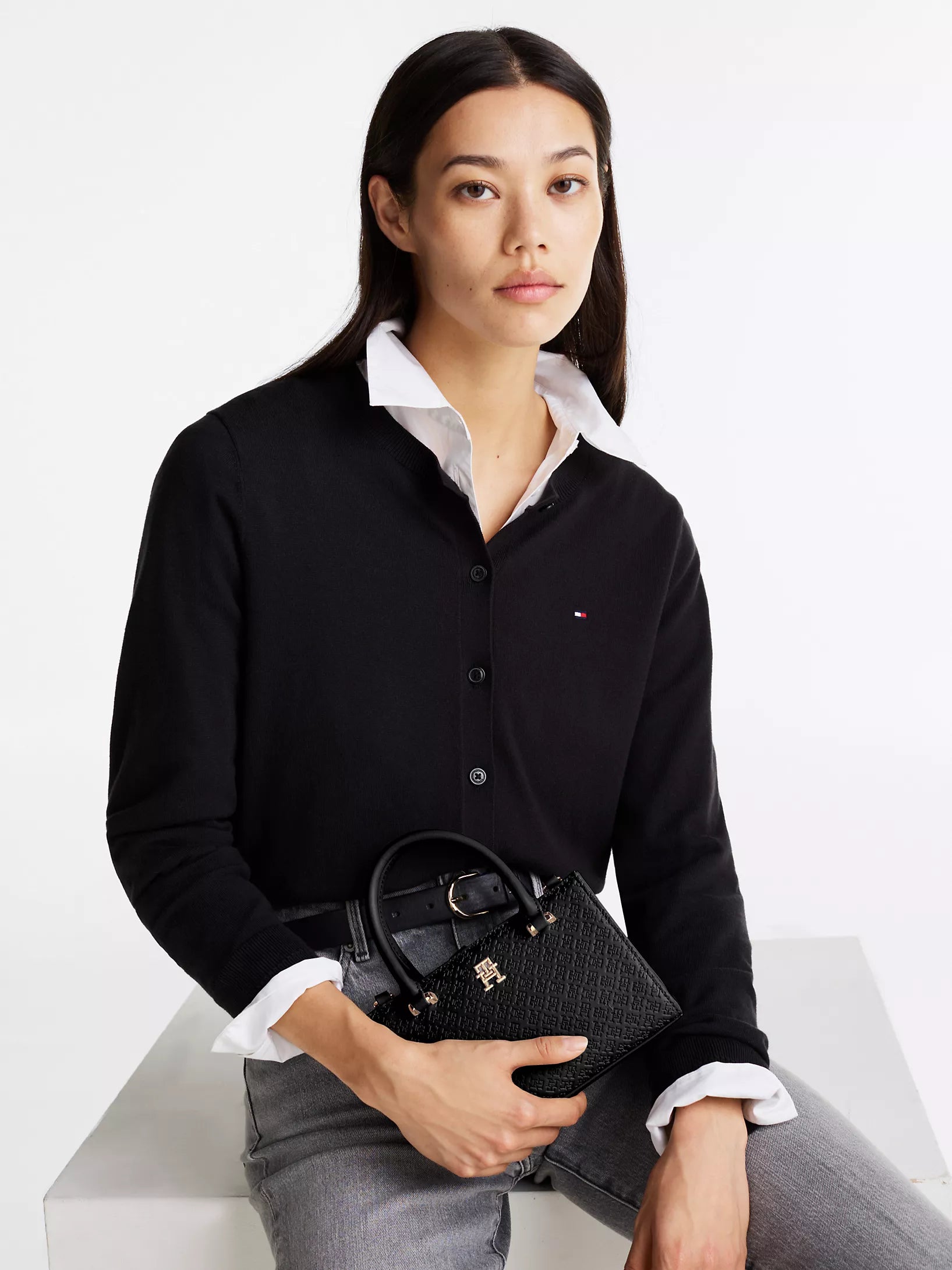 Women's Tommy Monogram Embossed Small Tote black