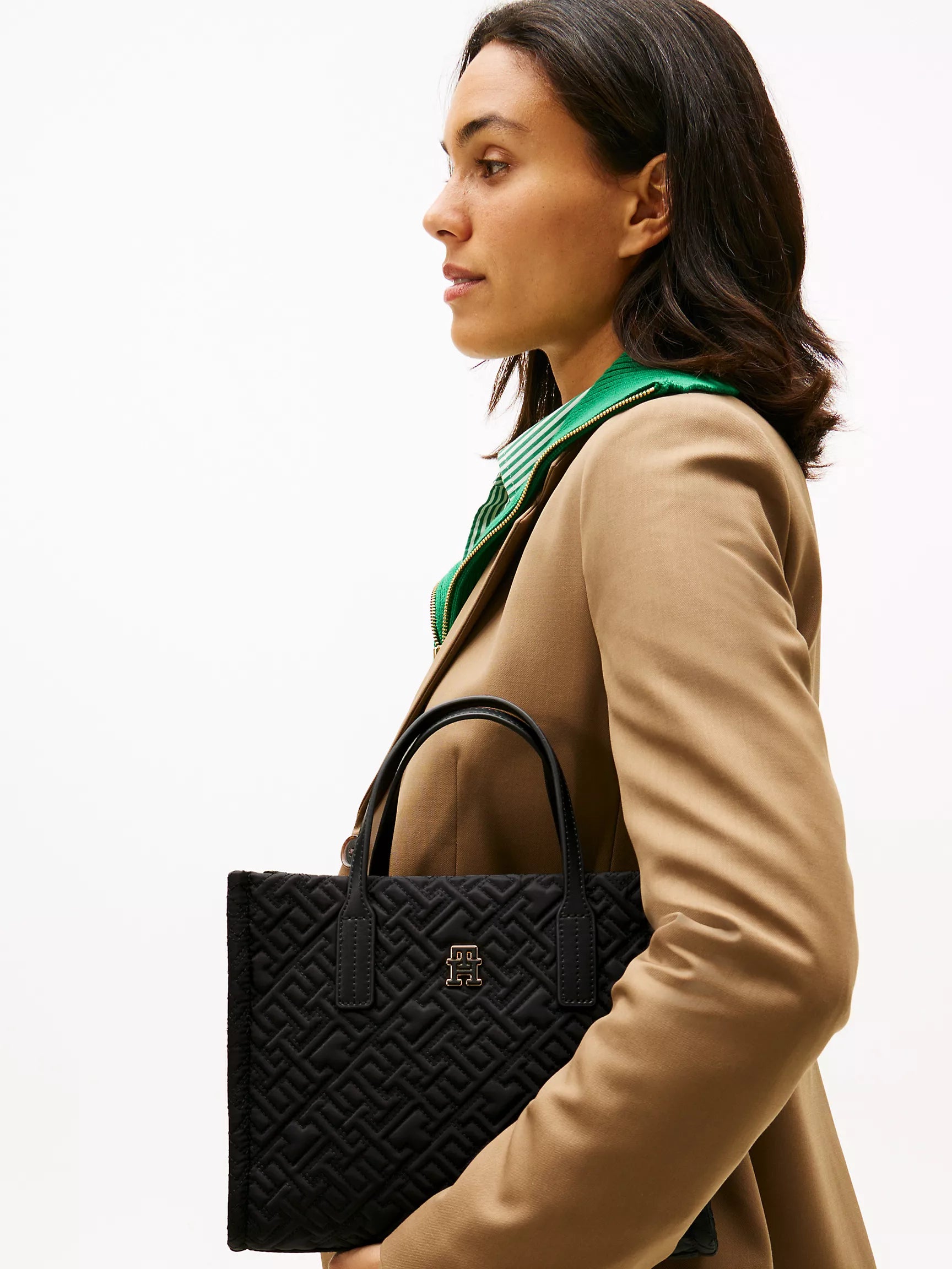 Women's Tommy Topstitch Monogram Nylon Mini Tote Bag