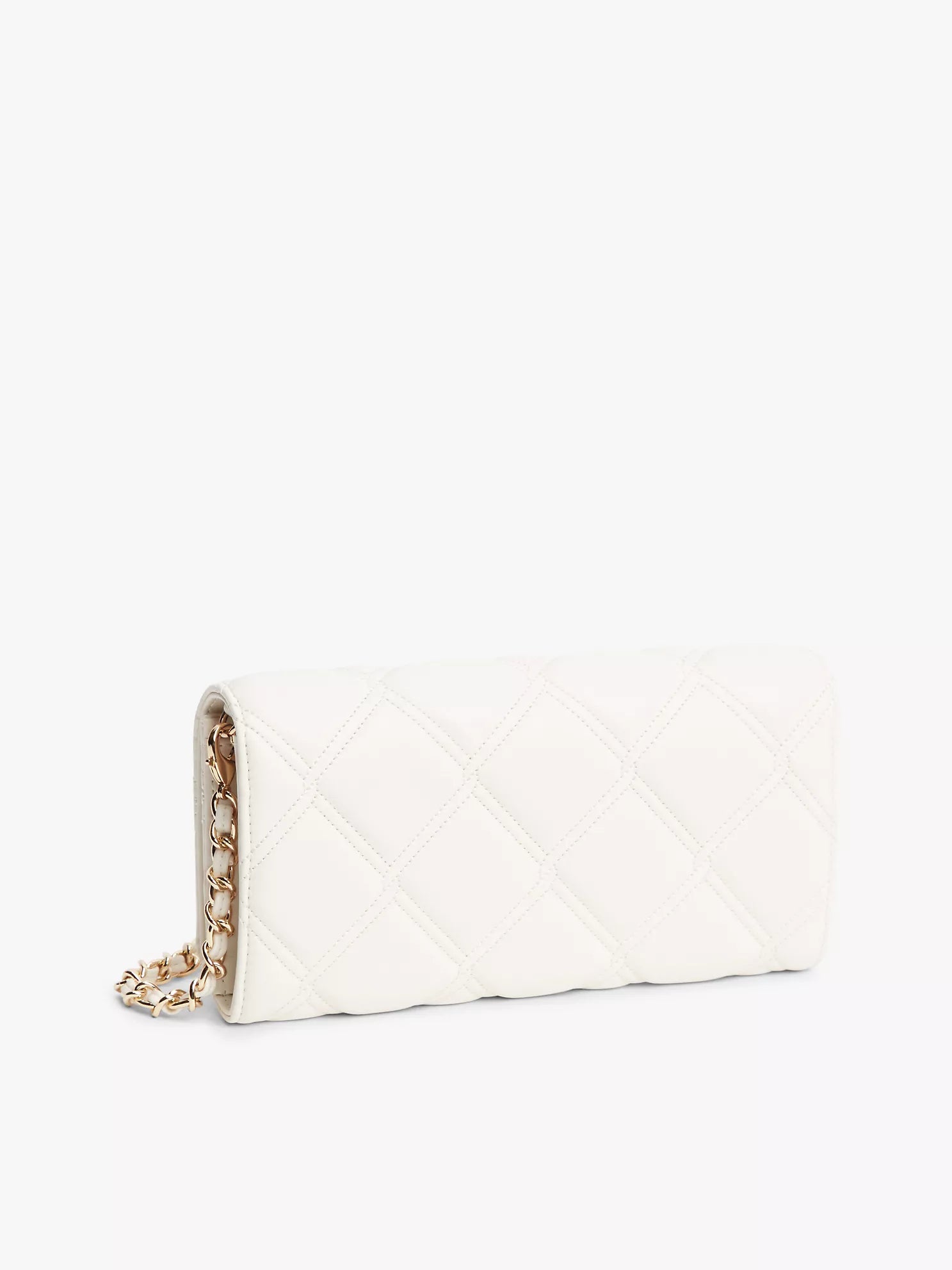 Tommy Women's Quilted Chain Strap Flap Wallet-White