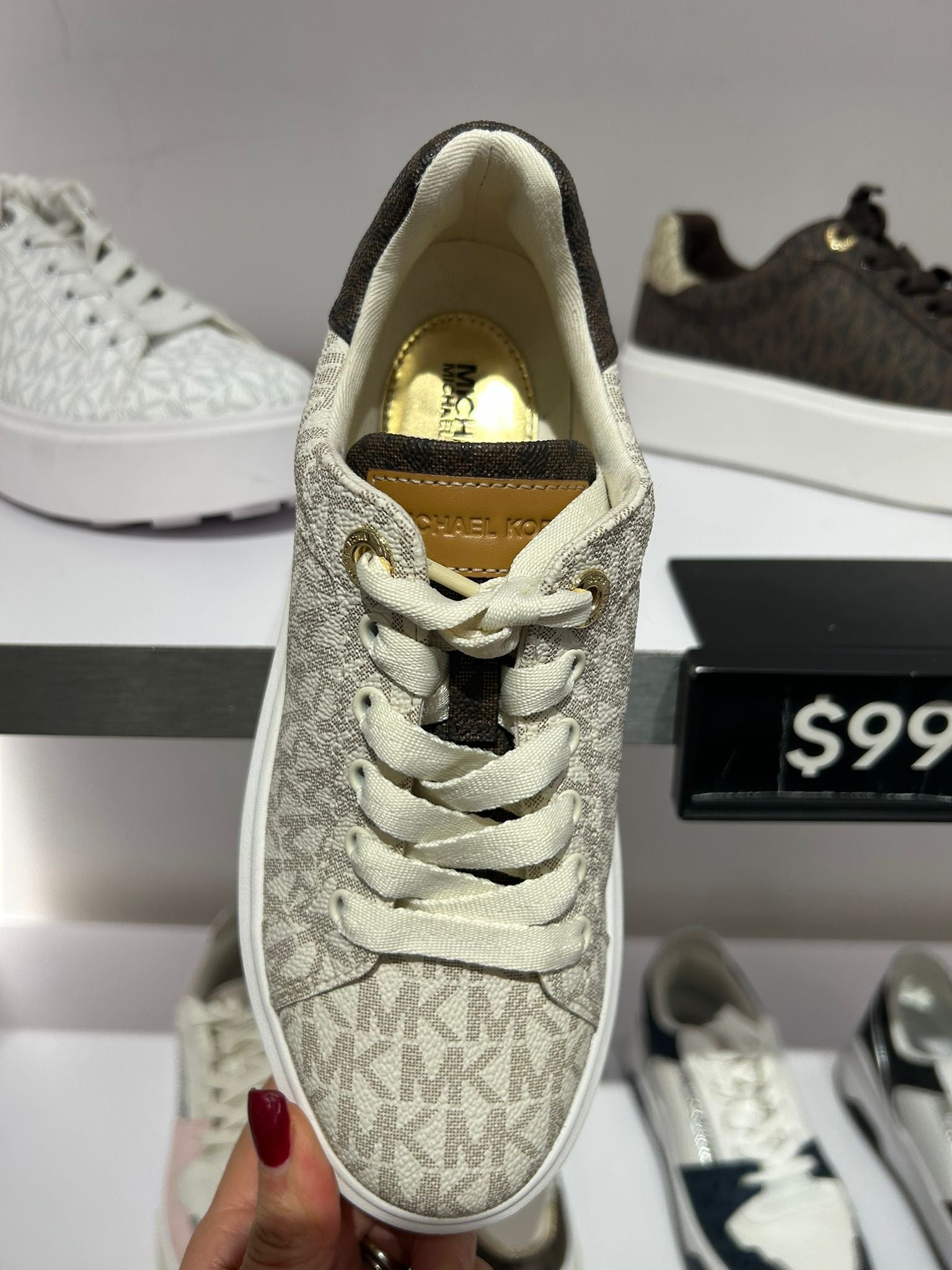 Michael Kors WOMENS' Romey Two-Tone Logo Platform Sneaker VANILLA