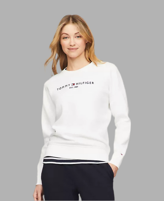 Women Tommy Hilfiger Embroidered Tommy Logo Sweatshirt- White