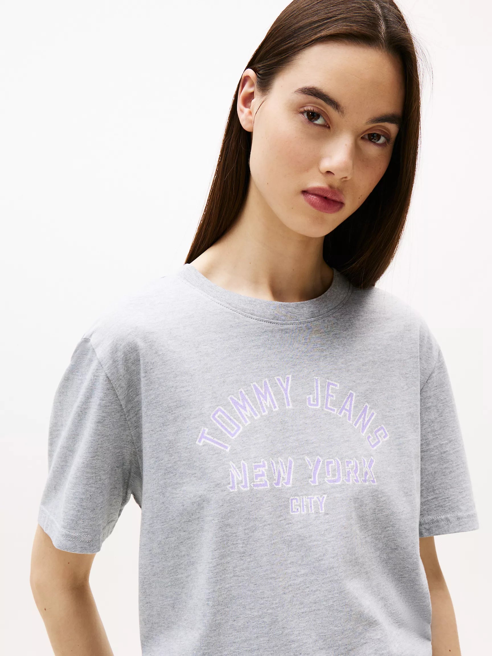 Tommy Hilfiger women's Jeans Overdyed Varsity T-Shirt/ Grey Heather