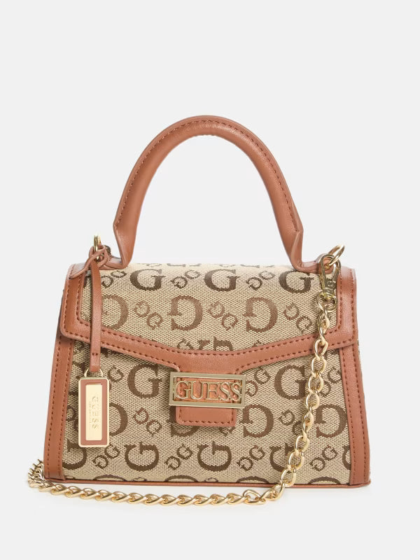 Guess Womens' Sabrina Top-Handle Mini Bag/ brown