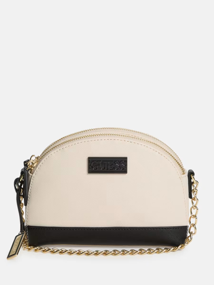 Guess Womens' Sabrina Double-Zip Crossbody Bag /Off-white
