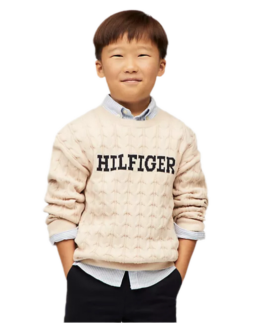 Boys' Tommy Hilfiger- Kids' Hilfiger Monotype Logo Sweater - Biege