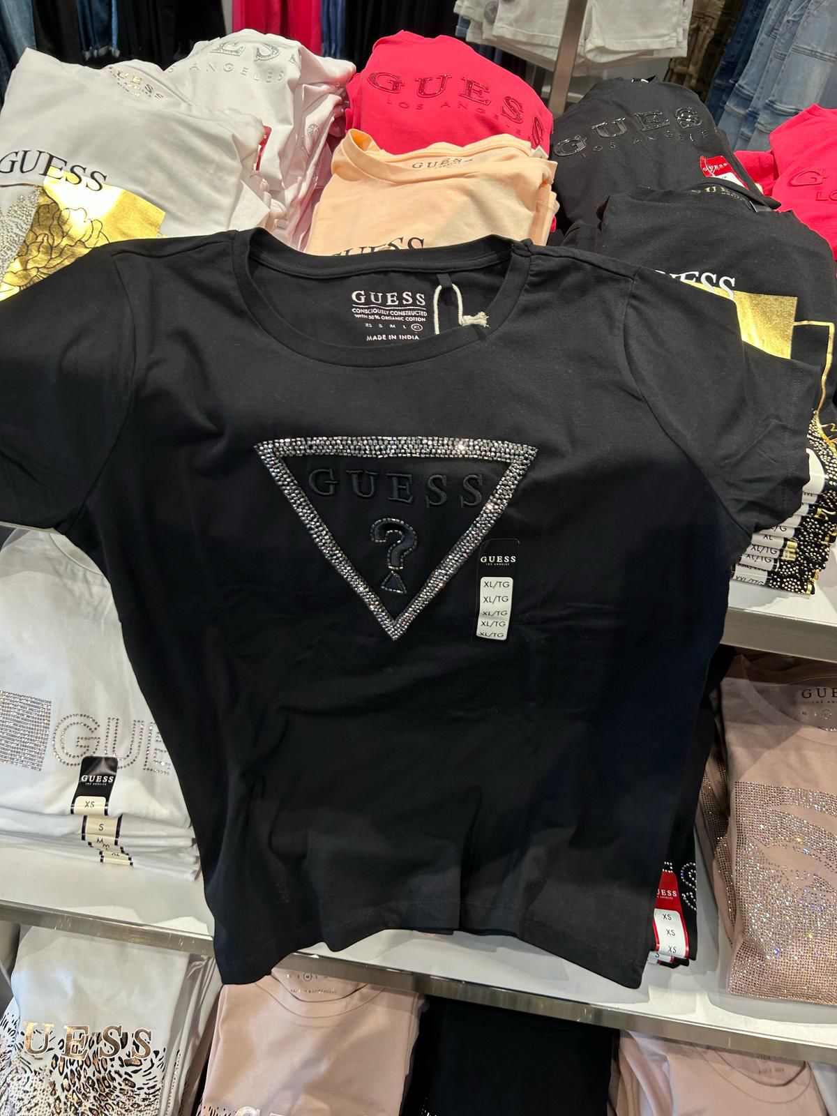 Guess Womens' Carlee Triangle Tee - Black