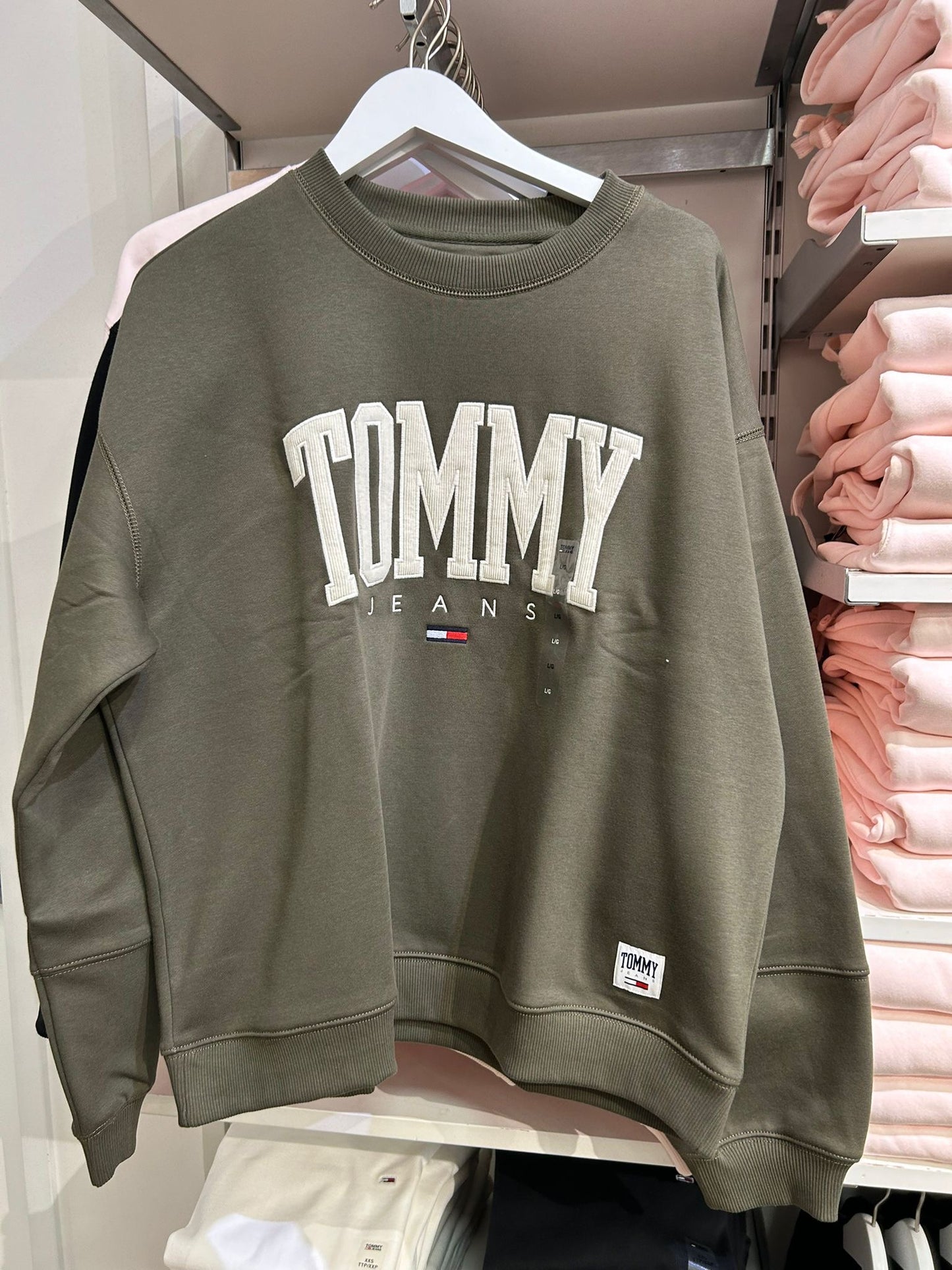 Embroidered Tommy Hilfiger Varsity Logo Sweatshirt - Army Green