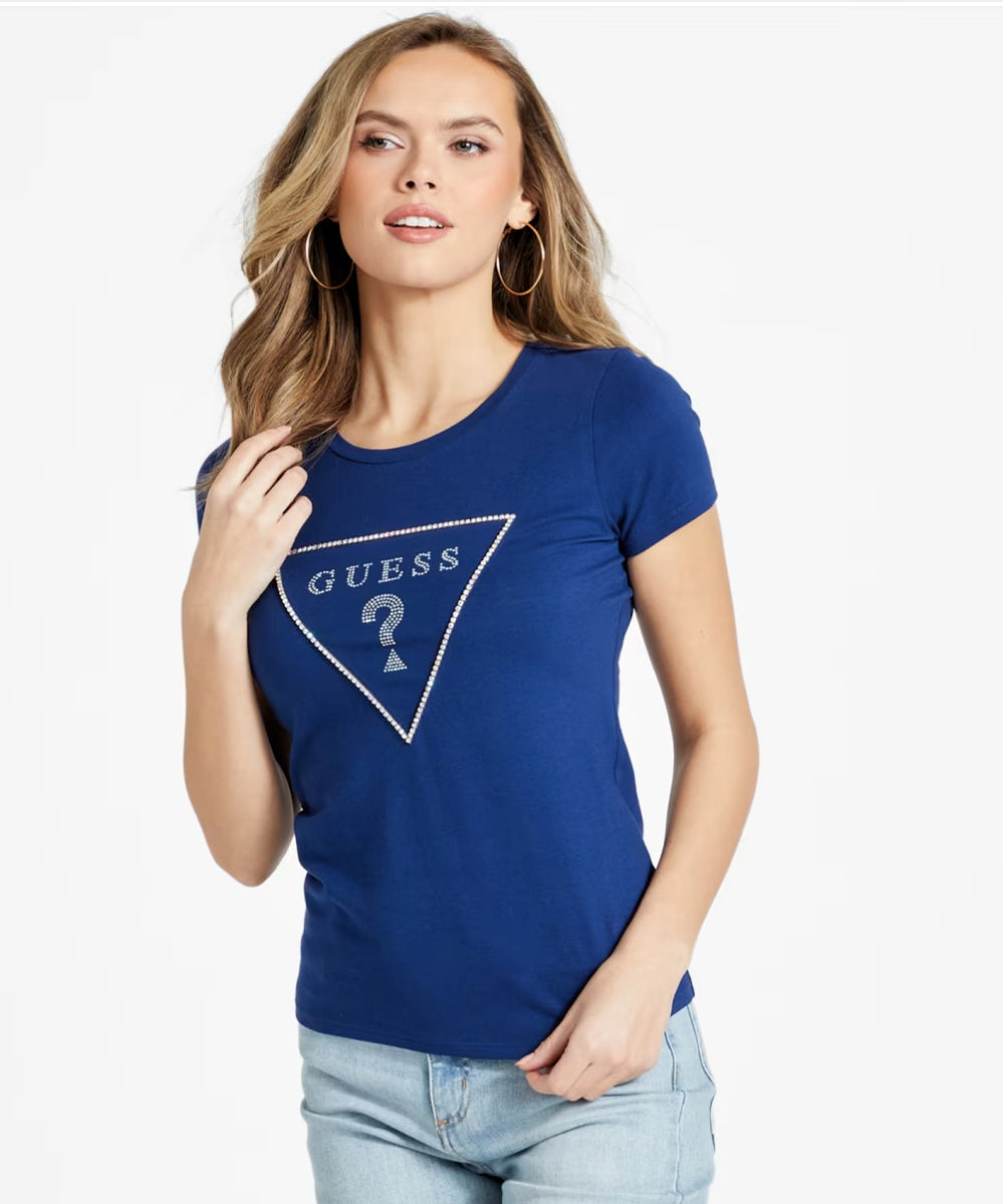 Guess Women Carlee Triangle T-shirt - Blue