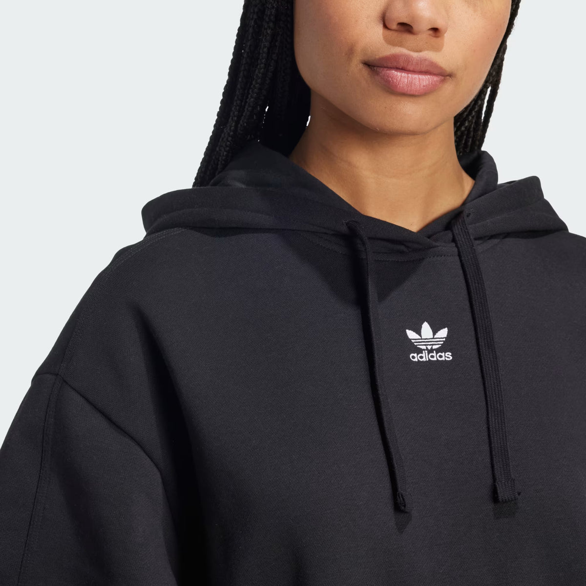Adidas Essentials Oversized Fleece Hoodie- Black