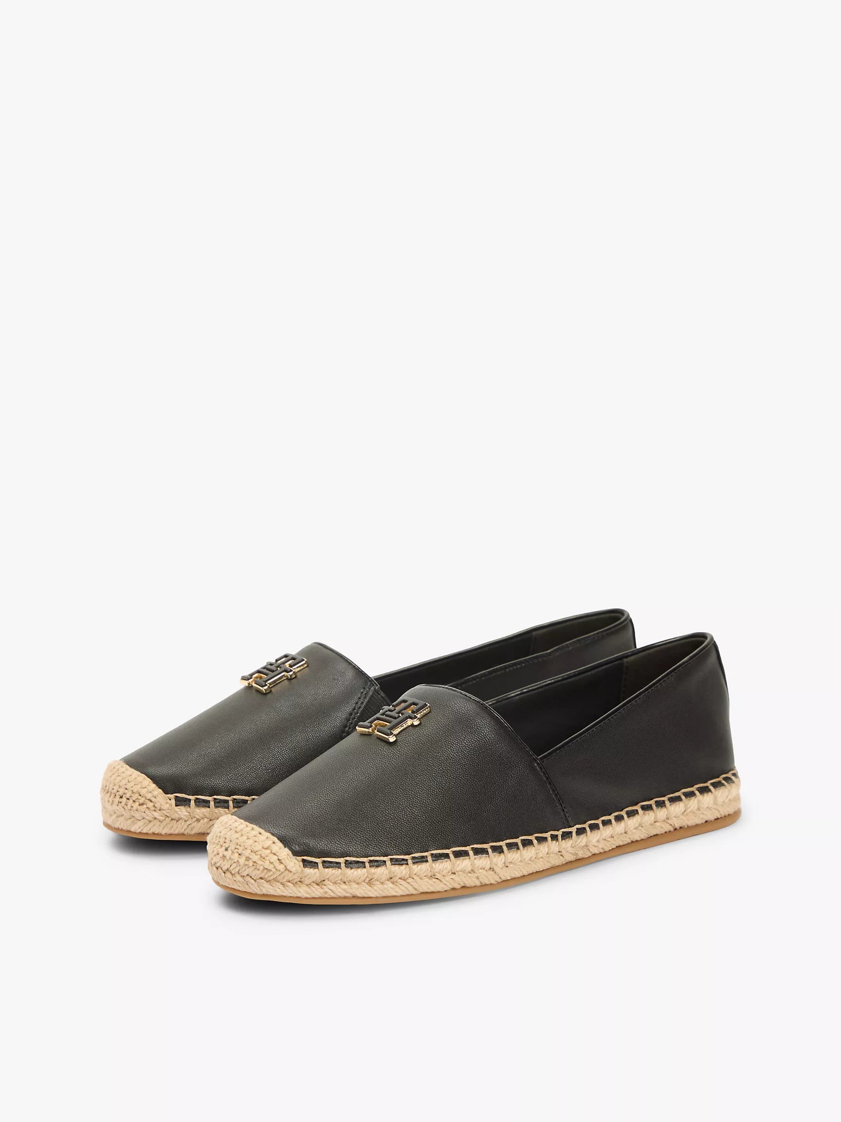 TH Monogram Leather Espadrille-Black