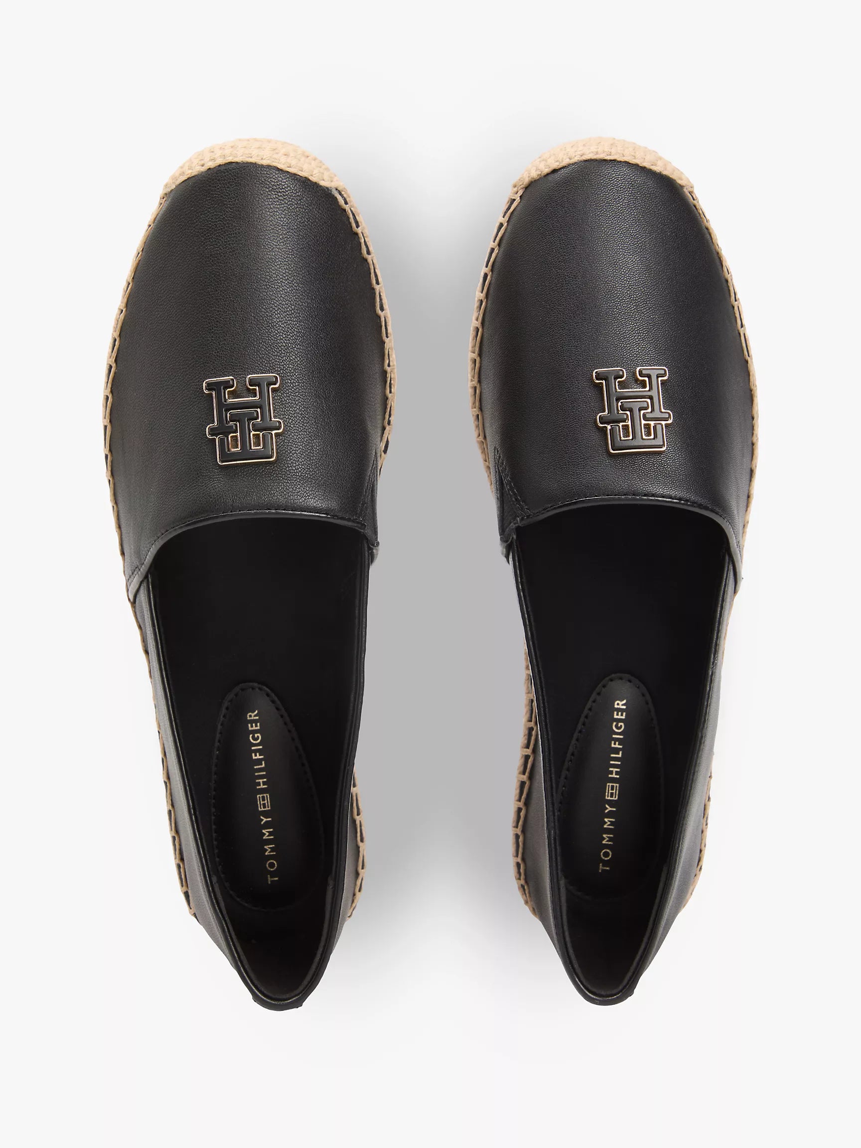 TH Monogram Leather Espadrille-Black