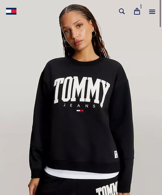 Embroidered Tommy Hilfiger Varsity Logo Sweatshirt - Black