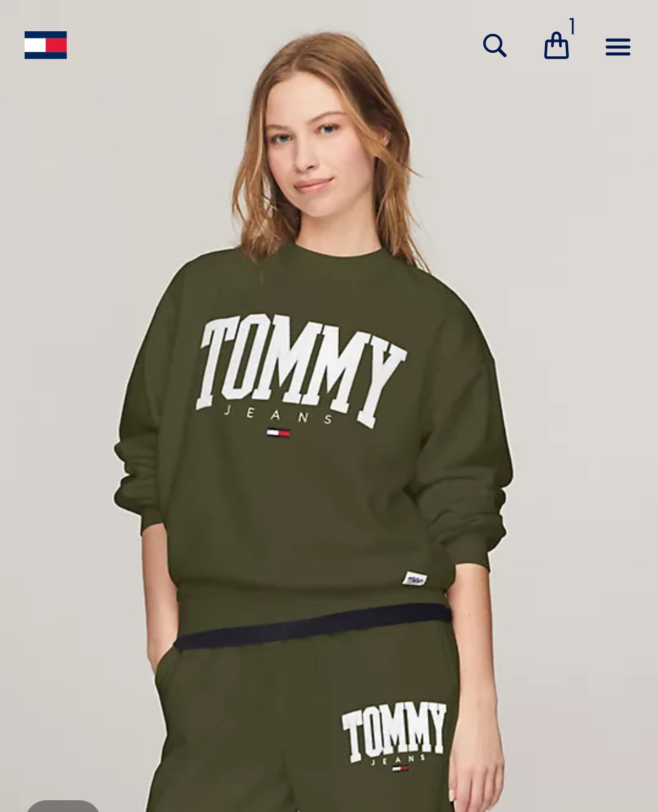 Embroidered Tommy Hilfiger Varsity Logo Sweatshirt - Army Green