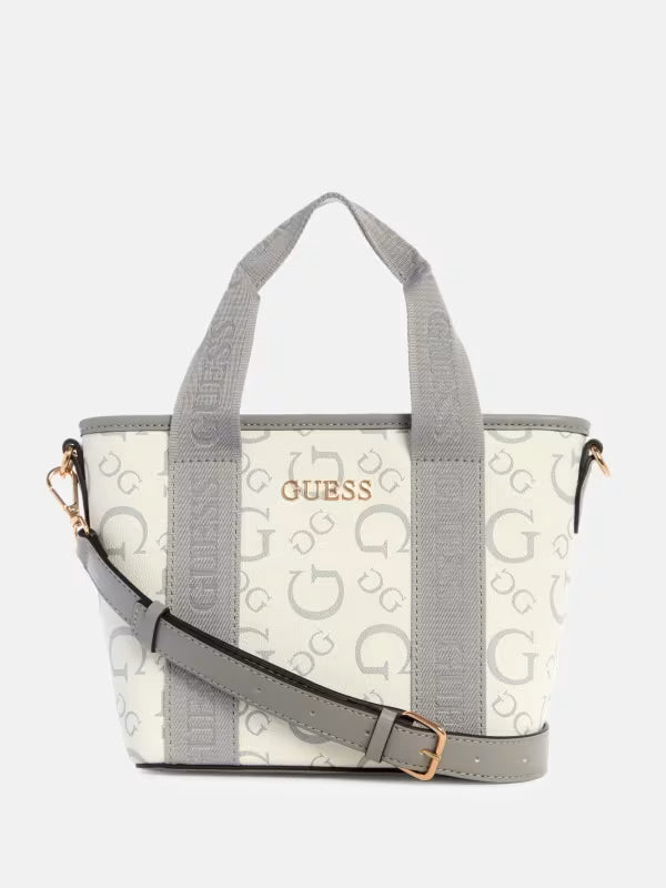 Guess Womens' Astra Enlarged Logo Mini Tote/ White