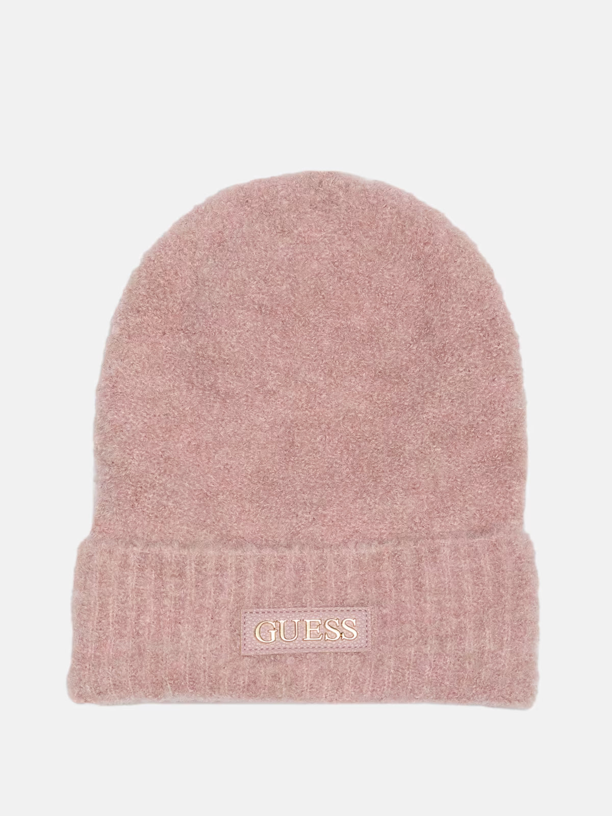 Guess Womens' Faux-Leather Logo Patch Beanie Pink
