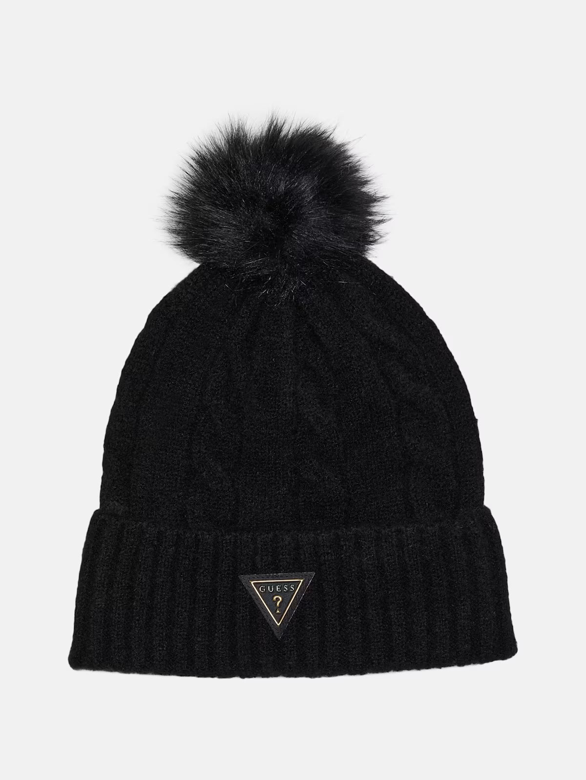 Guess Womens' Cable-Knit Beanie Black