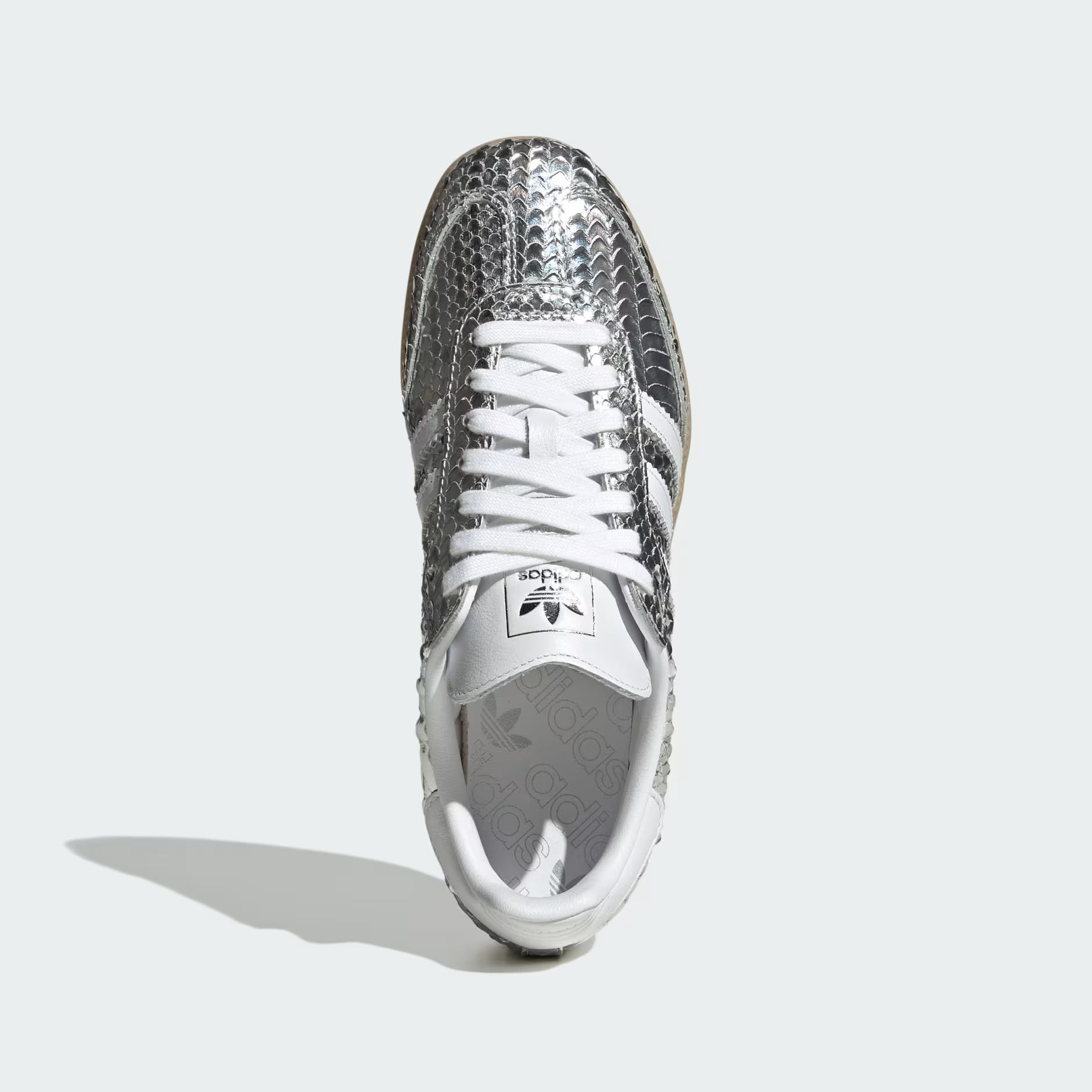 ADIDAS WOMEN'S SAMBA SHOES-Silver Metallic / Cloud White / Gum