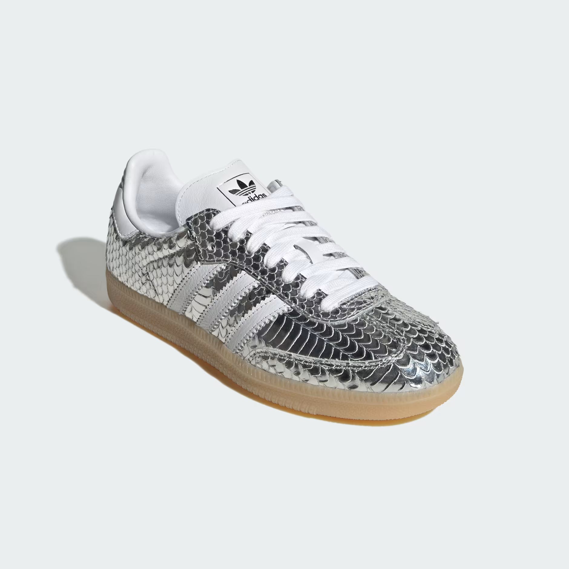 ADIDAS WOMEN'S SAMBA SHOES-Silver Metallic / Cloud White / Gum