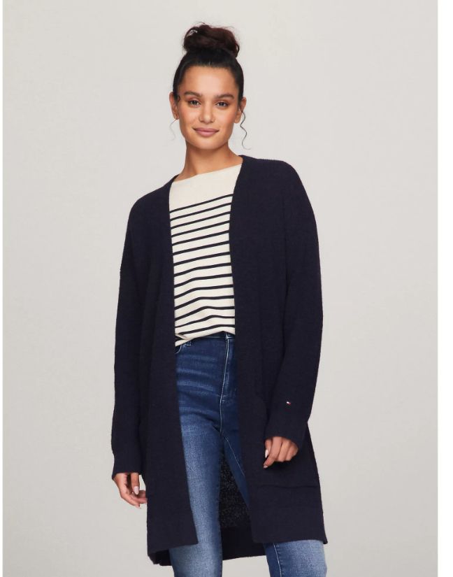 Women Tommy LONG OPEN CARDIGAN- Navy