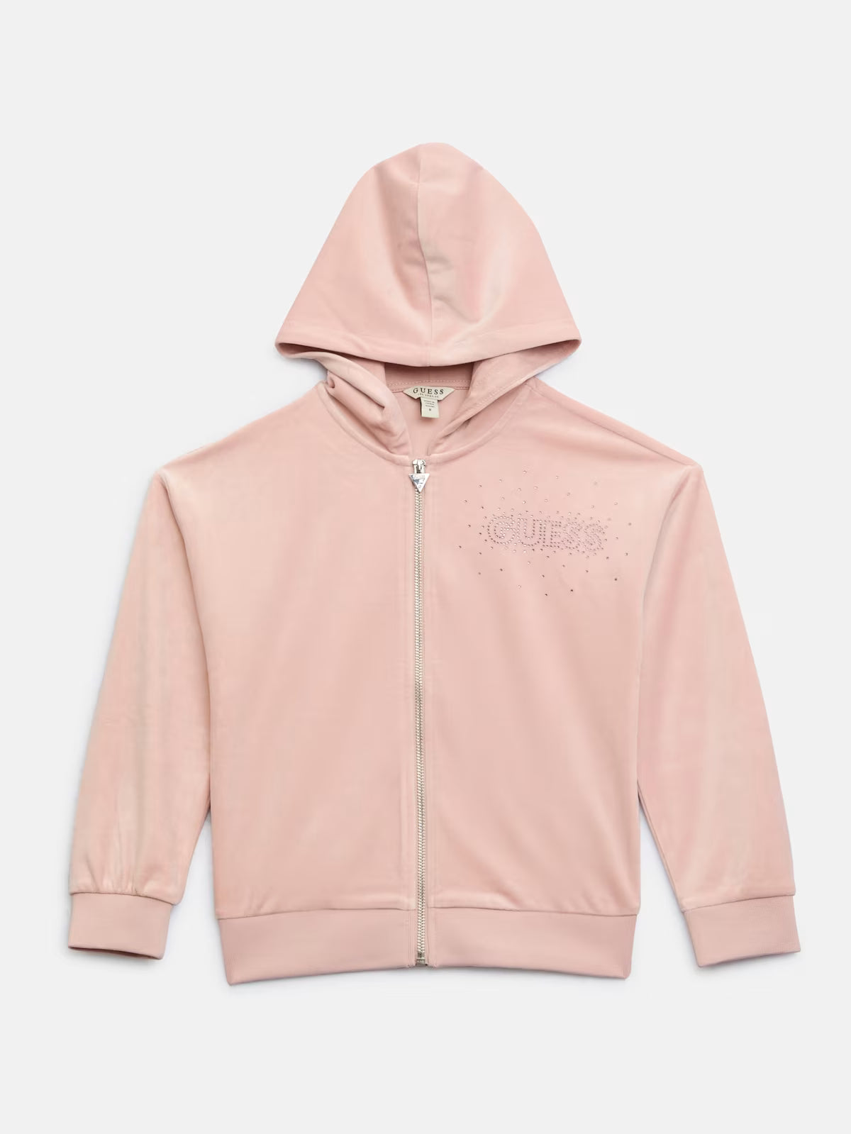 Guess GIRLS' Velour Full-Zip Hoodie (7-14) Pink