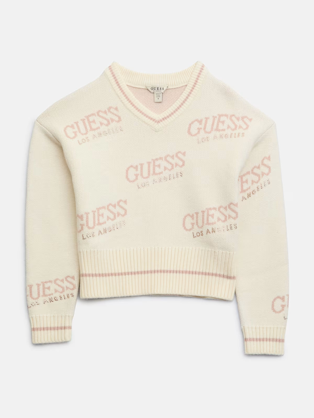 Guess Girls Dateryn V-Neck Sweater (7-14)Off-white