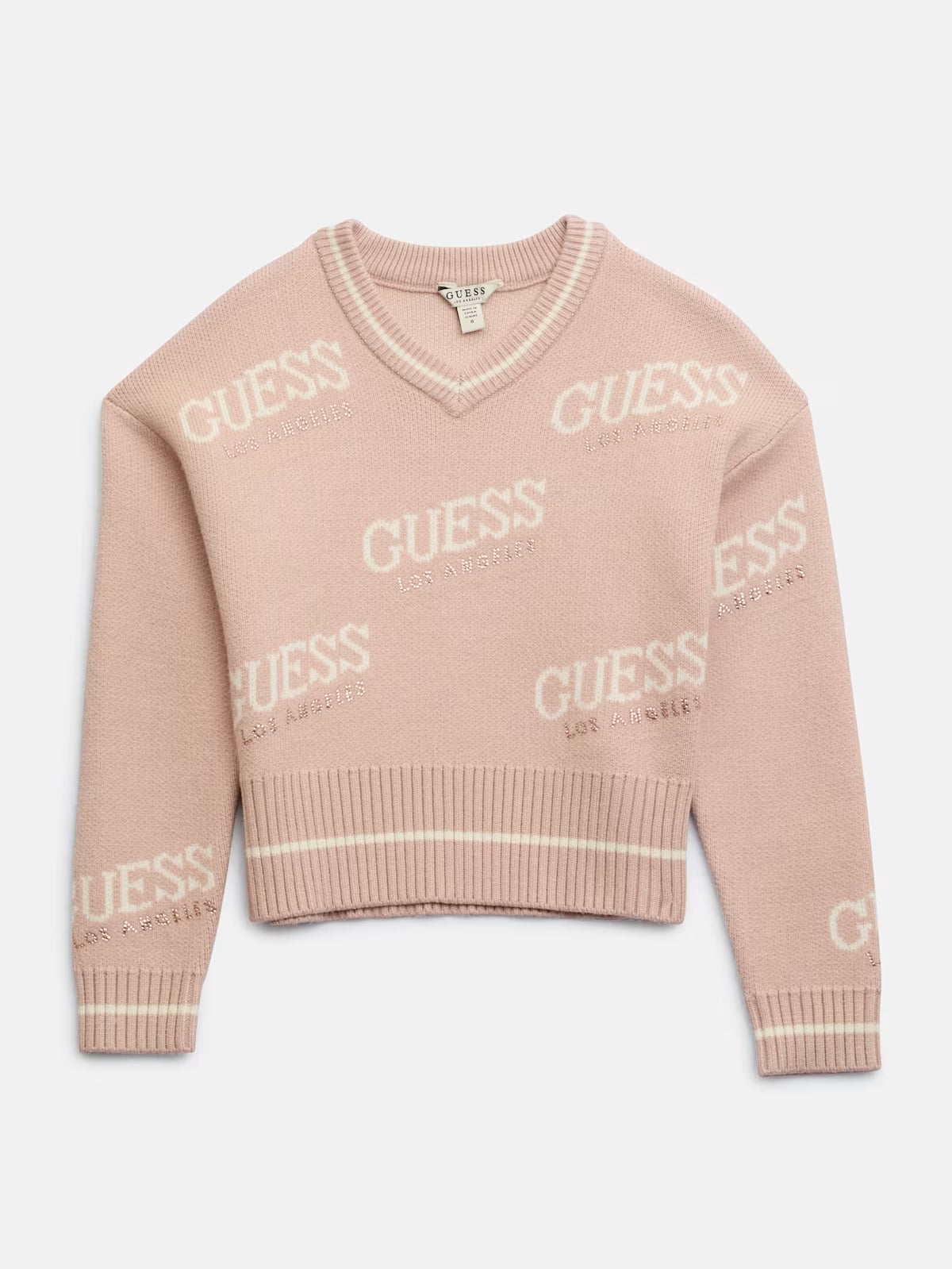 Guess Girls Dateryn V-Neck Sweater (7-14) Pink