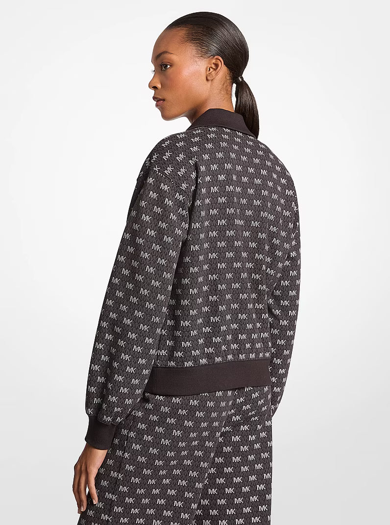 Michael Kors Women's Logo Cotton Blend Zip-Up Jacket-BLACK