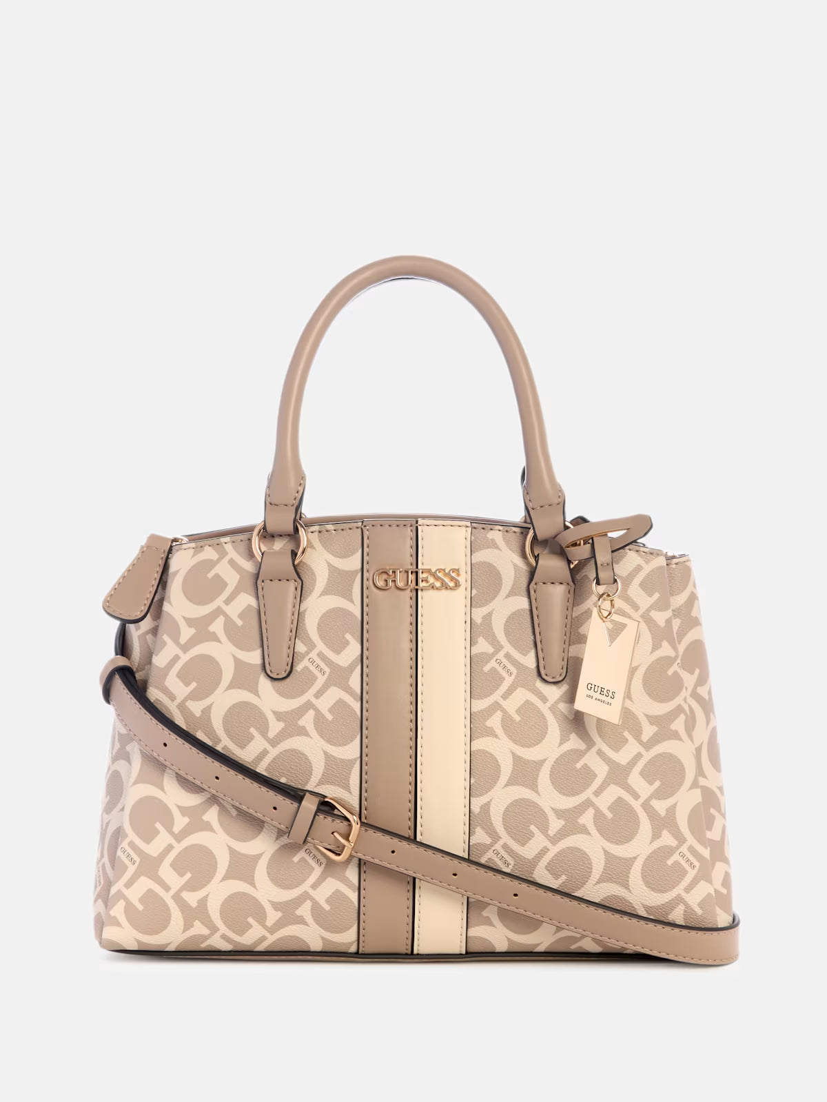 Women's Guess Kyrie Logo Satchel BEIGE