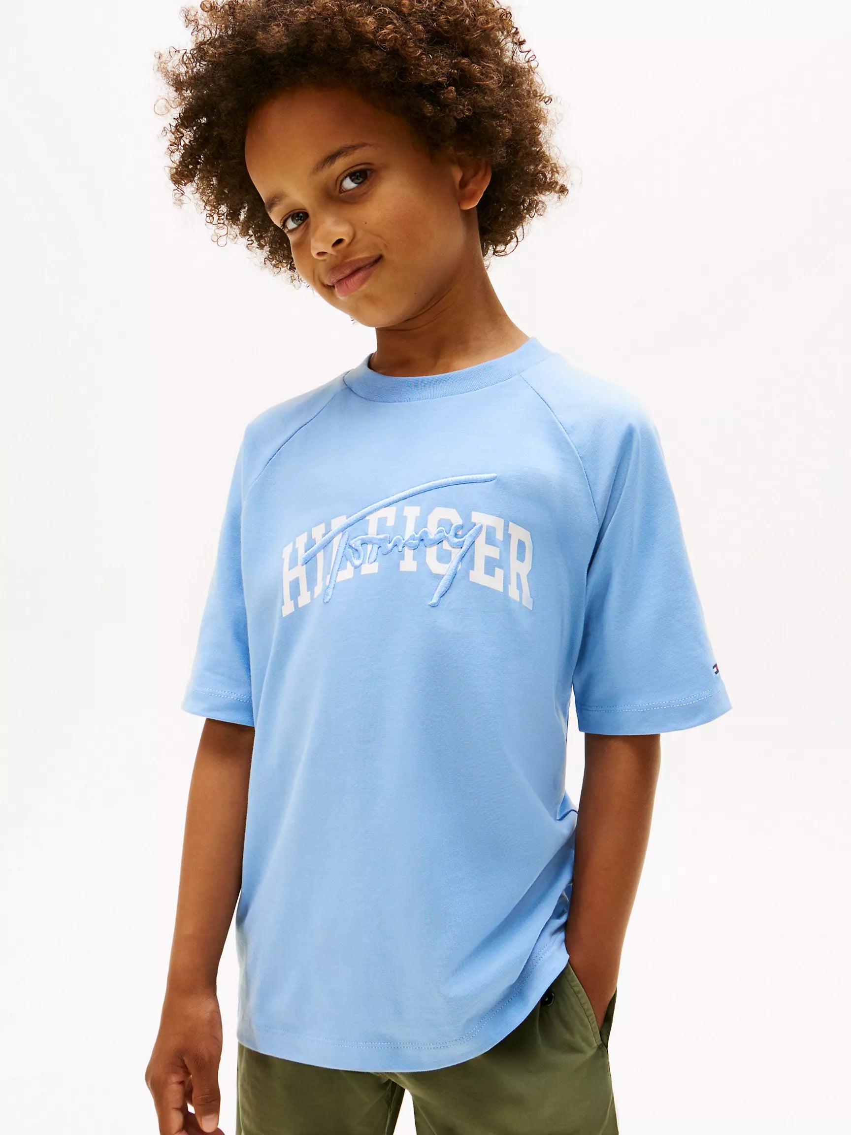 Tommy Boys' Hilfiger Mixed Logo T-Shirt/ Cloudy Blue